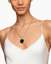 DY Elements® Disc Pendant in 18K Yellow Gold with Black Onyx Reversible to Mother of Pearl, 24mm